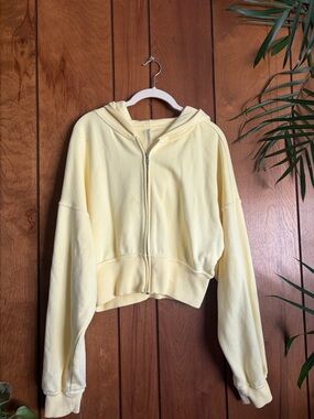 Fabletics Soft Pastel Yellow Hooded Zip Jacket